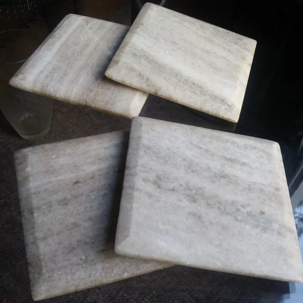 Natural Stone Marble Coaster Set